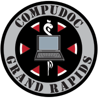 Compudoc Logo - Caduceus and Computer - Left Side.