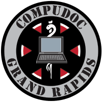Compudoc Logo - Caduceus and Computer - Right Side.